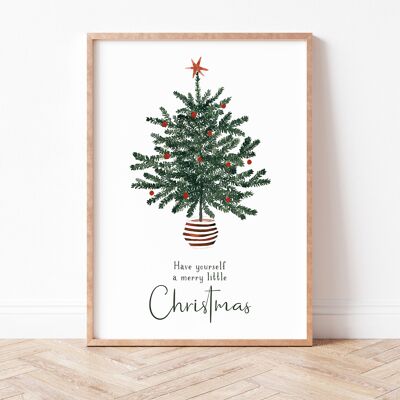 Kunstdruck "Weihnachtsbaum mit Spruch" | verschiedene Größen - A5 - Have yourself a merry little Christmas