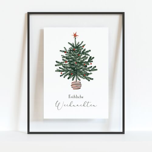 Kunstdruck "Weihnachtsbaum mit Spruch" | verschiedene Größen - A5 - Fröhliche Weihnachten