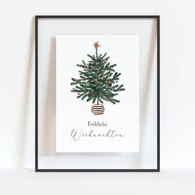 Art print "Christmas tree with saying" | various sizes - A5 - Merry Christmas