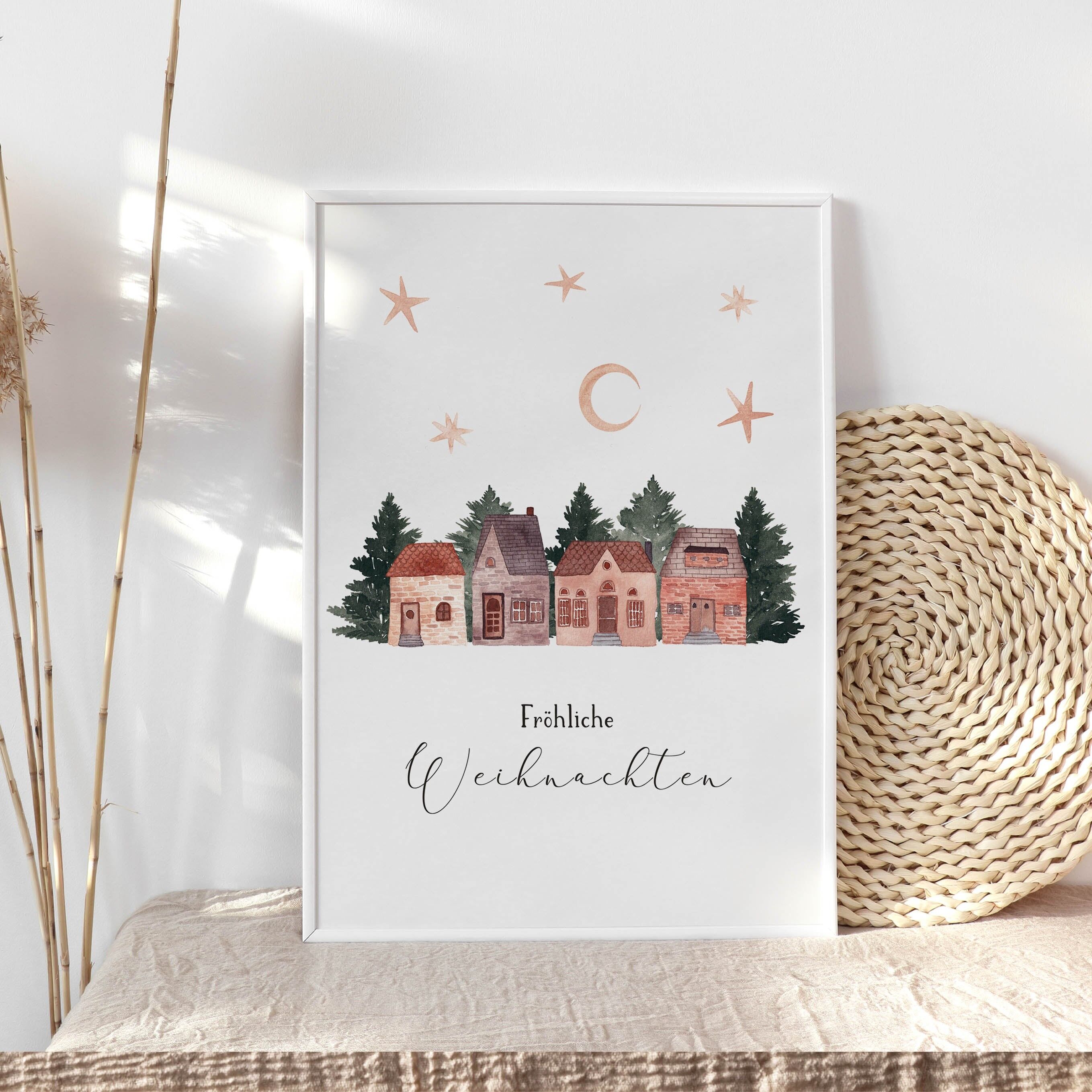 Stampa artistica "Case di Natale" - A5 - Buon Natale