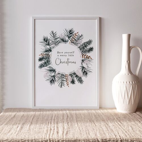 Kunstdruck "Weihnachtskranz Aquarell" | verschiedene Größen - A5 - Have yourself a merry little Christmas