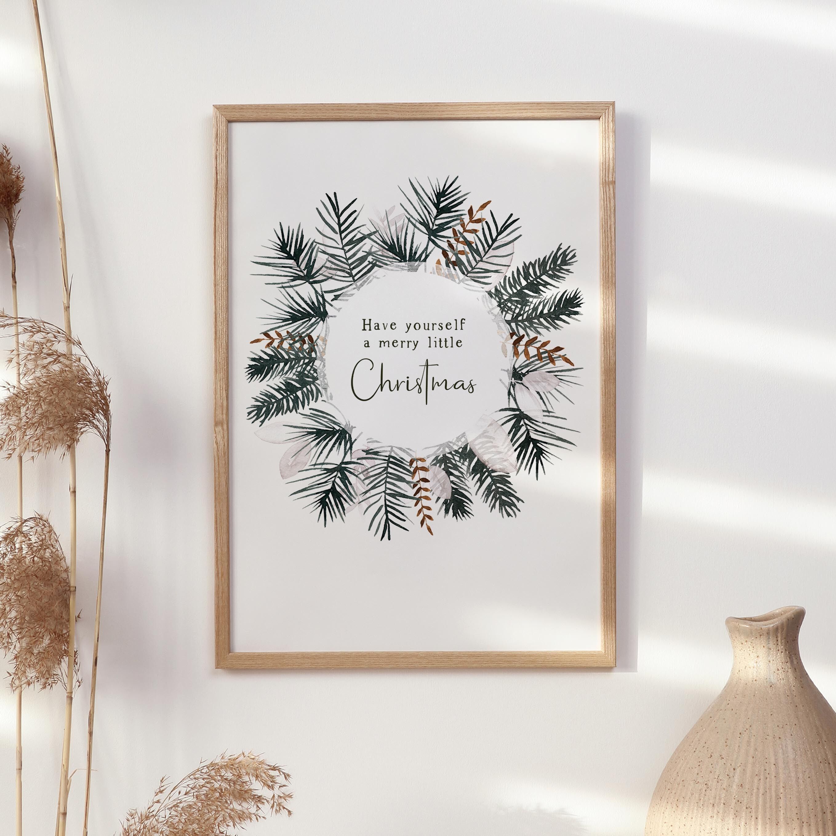 Stampa artistica "Ghirlanda di Natale acquerello" | diverse misure - A3 - Passa un buon Natale