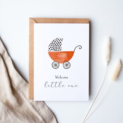 Folded card "Birth card pram" | birth | different colors - orange