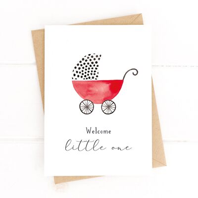 Folded card "Birth card pram" | birth | different colors - pink