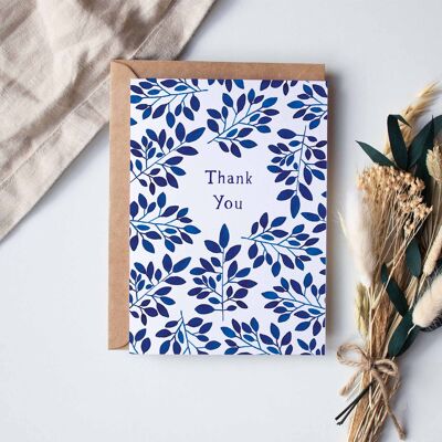 Folded Card "Thank You Blue Leaves"