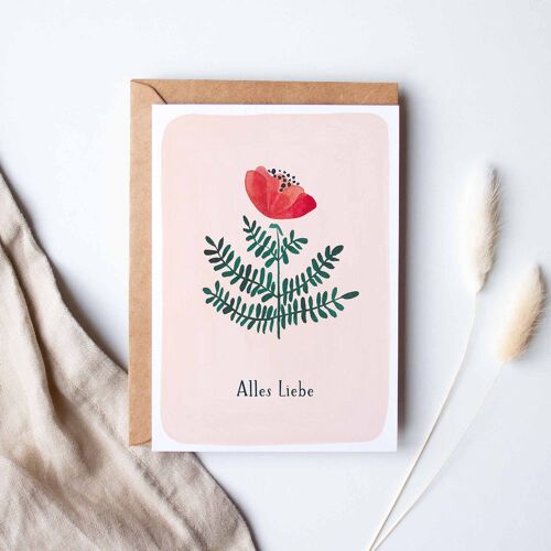Faltkarte "Alles Liebe Rote Wildblume"