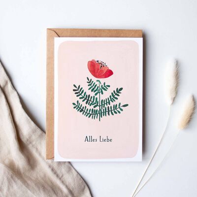 Folding card "Love Red Wildflower"