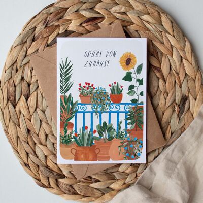 Folding card "Greetings from home" | balcony