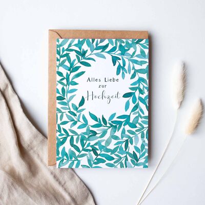 Folding card "Wedding turquoise leaves" | wedding