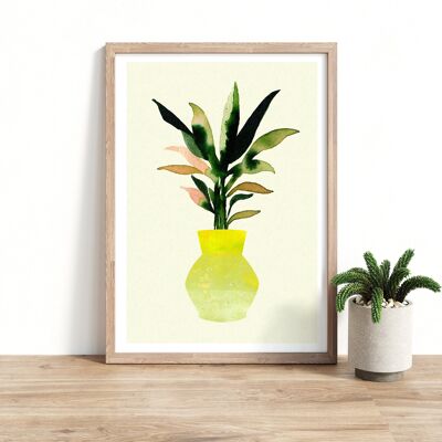 Kunstdruck "Palme in Vase gelb"