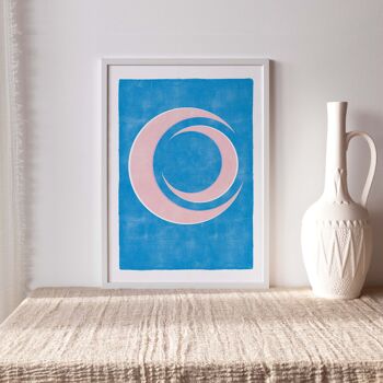 Impression d'art "Lune abstraite bleu rose" | abstrait | A4 3