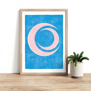 Impression d'art "Lune abstraite bleu rose" | abstrait | A4 6