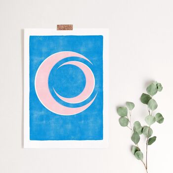 Impression d'art "Lune abstraite bleu rose" | abstrait | A3 7