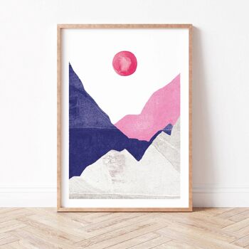 Tirage d'art "Montagnes rose bleu" - A5 6
