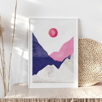 Tirage d'art "Montagnes rose bleu" - A4 2