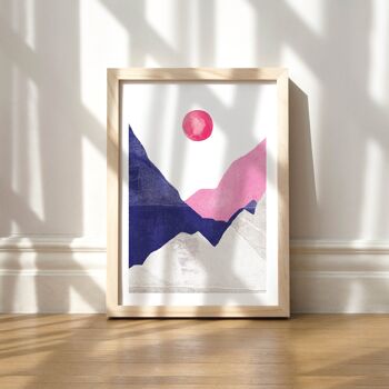 Tirage d'art "Montagnes rose bleu" - A4 5