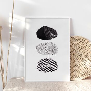 Stacked Rocks Black White Abstract Art Print - A4 2