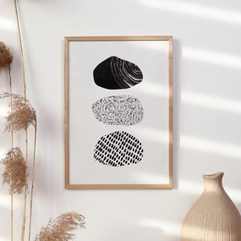 Stacked Rocks Black White Abstract Art Print - A4 3