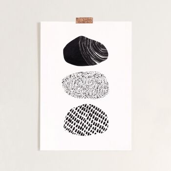 Stacked Rocks Black White Abstract Art Print - A4 5