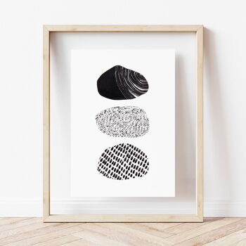 Stacked Rocks Black White Abstract Art Print - A4 6