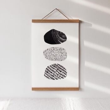 Stacked Rocks Black White Abstract Art Print - A3 1