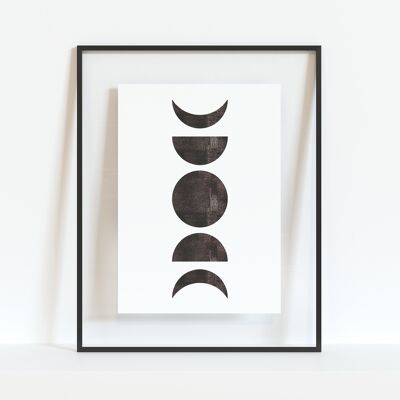 Kunstdruck "Mondphasen schwarz weiß" | abstrakt - A4