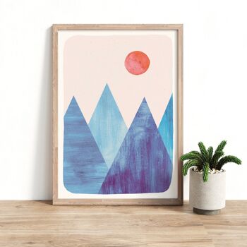 Tirage d'art "Montagnes géométriques bleues" - A5 7