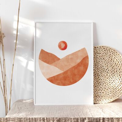 Art Print "Landscape in a Terracotta Circle" | abstract - A4