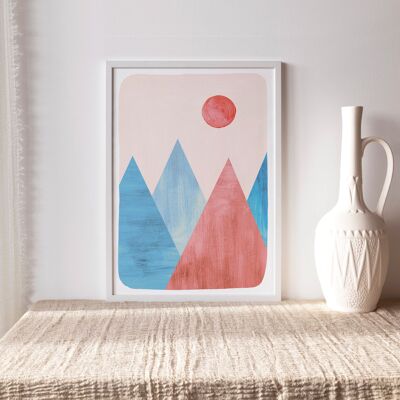 Art print "Mountains geometric pastel" - A5