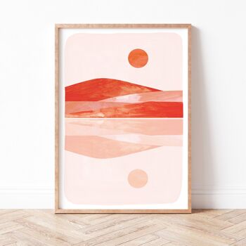 Impression d'art "Montagnes avec reflet rouille-orange" | abstrait | divers formats - A5 2