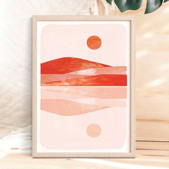 Impression d'art "Montagnes avec reflet rouille-orange" | abstrait | divers formats - A5 3