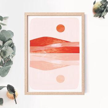 Impression d'art "Montagnes avec reflet rouille-orange" | abstrait | divers formats - A4 4