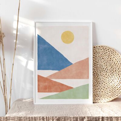 Art print "Mountains abstract pastel" - A4