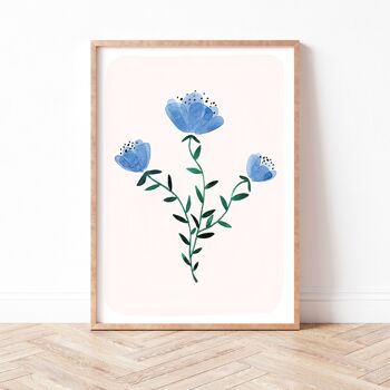 Tirage d'art "Aquarelle fleurs sauvages bleues" - A5 1