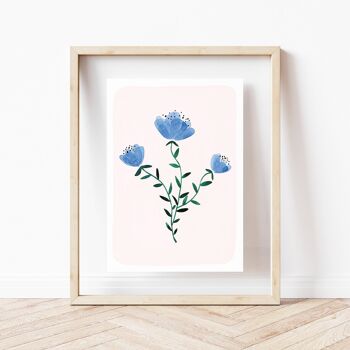 Tirage d'art "Aquarelle fleurs sauvages bleues" - A5 2