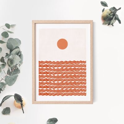Kunstdruck "Wellen und Sonne" - A5