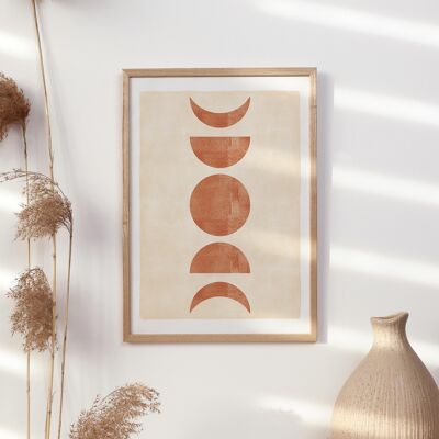 Art print "Moon phases terracotta" | abstract - A5