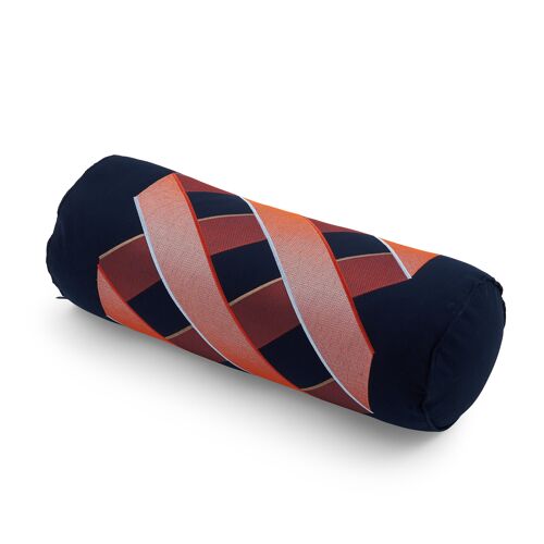 Embroidered Large Navy Bolster Cross Cushion B002