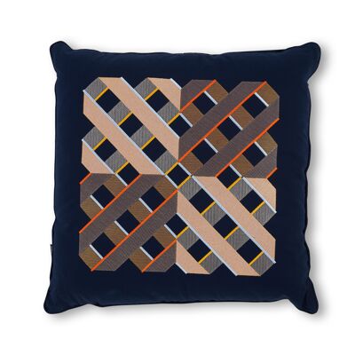 Embroidered Large Navy Cushion L004