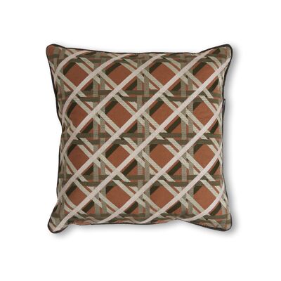 Embroidered Scatter Cushion Neutral Wicker S014