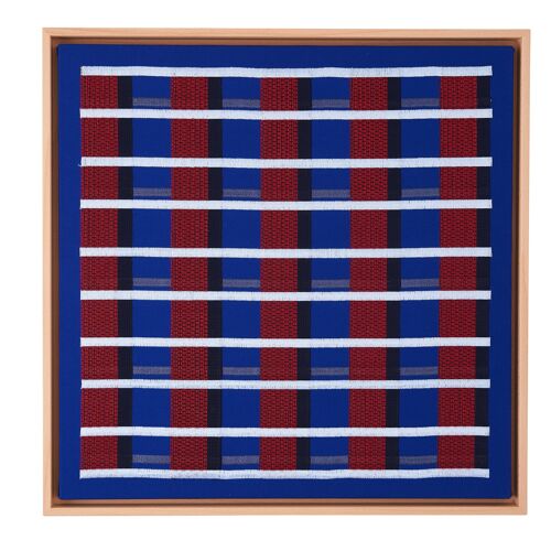 Royal Blue Grid Floating Framed Textile Artwork GRID001 - 2-25