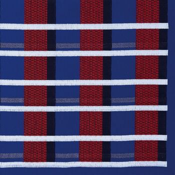 Oeuvre textile encadrée flottante grille bleu royal GRID001 - 1 4