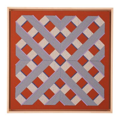 Schwebendes gerahmtes Textilkunstwerk in Silberrost 4X002 - 2-25