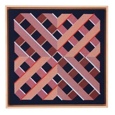 Obra de arte textil con marco flotante de naranja a azul 4X004 - 2-25