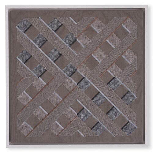 Grey Framed Textile Artwork 4x005 - 2-25