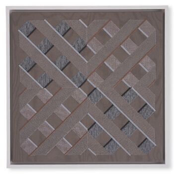 Oeuvre textile encadrée grise 4x005 - 2-25 1