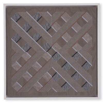 Grau gerahmtes Textilkunstwerk 4x005 - 1