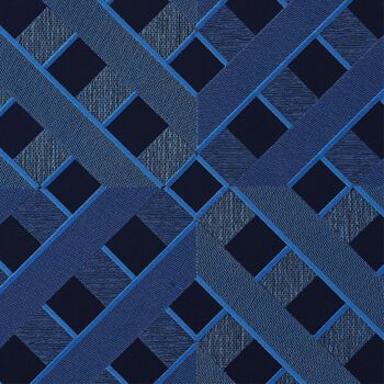 Oeuvre textile encadrée flottante bleue 4X001 - 2-25 3