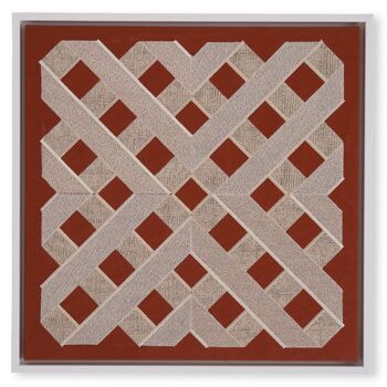 Oeuvre textile encadrée rouille + beige 4x006 - 2-25 1