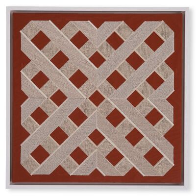 Rust + Beige Framed Textile Artwork 4x006 - 1